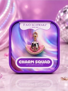 FAO Schwarz Charm Squad Pink Cowboy Hat Charm Rhinestone Western NWT